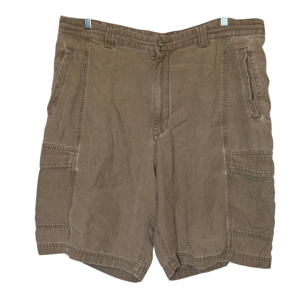Tommy Bahama Relax Cargo Shorts Mens 38 Tan‎ Khaki Tencel Cotton Utility Ribbed